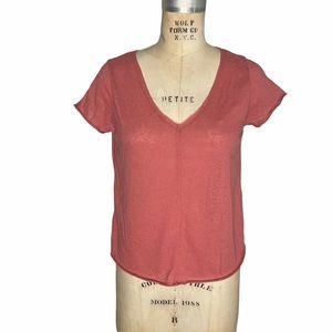 Project Social T dark pink v neck tee shirt